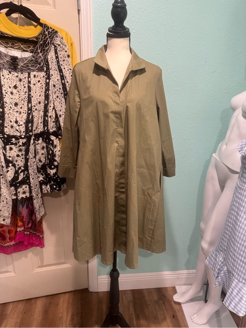 Tuckernuck Royal Shirt Olive Green Midi Shirt Dress